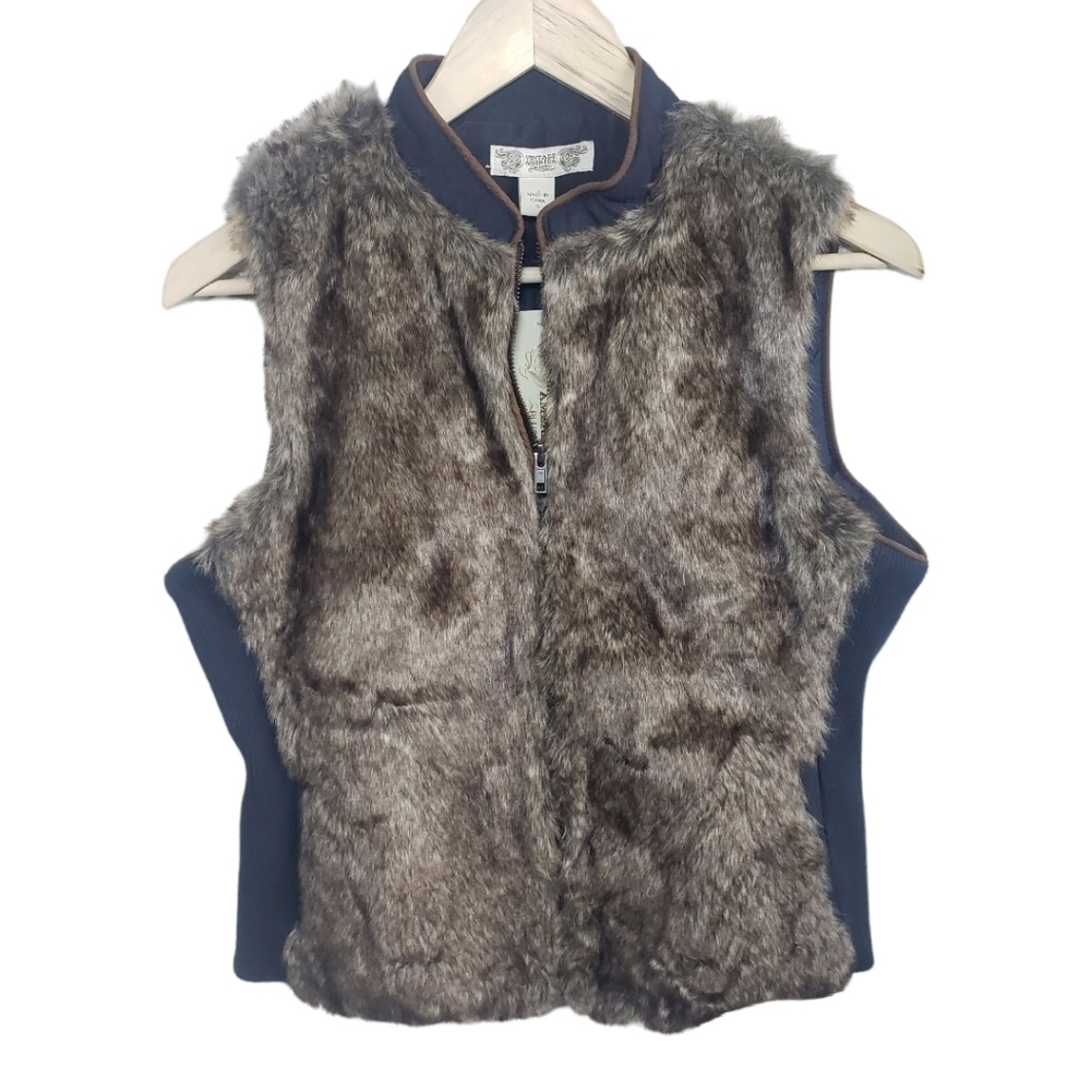 VINTAGE AMERICA BLUES Faux Fur Vest Size S